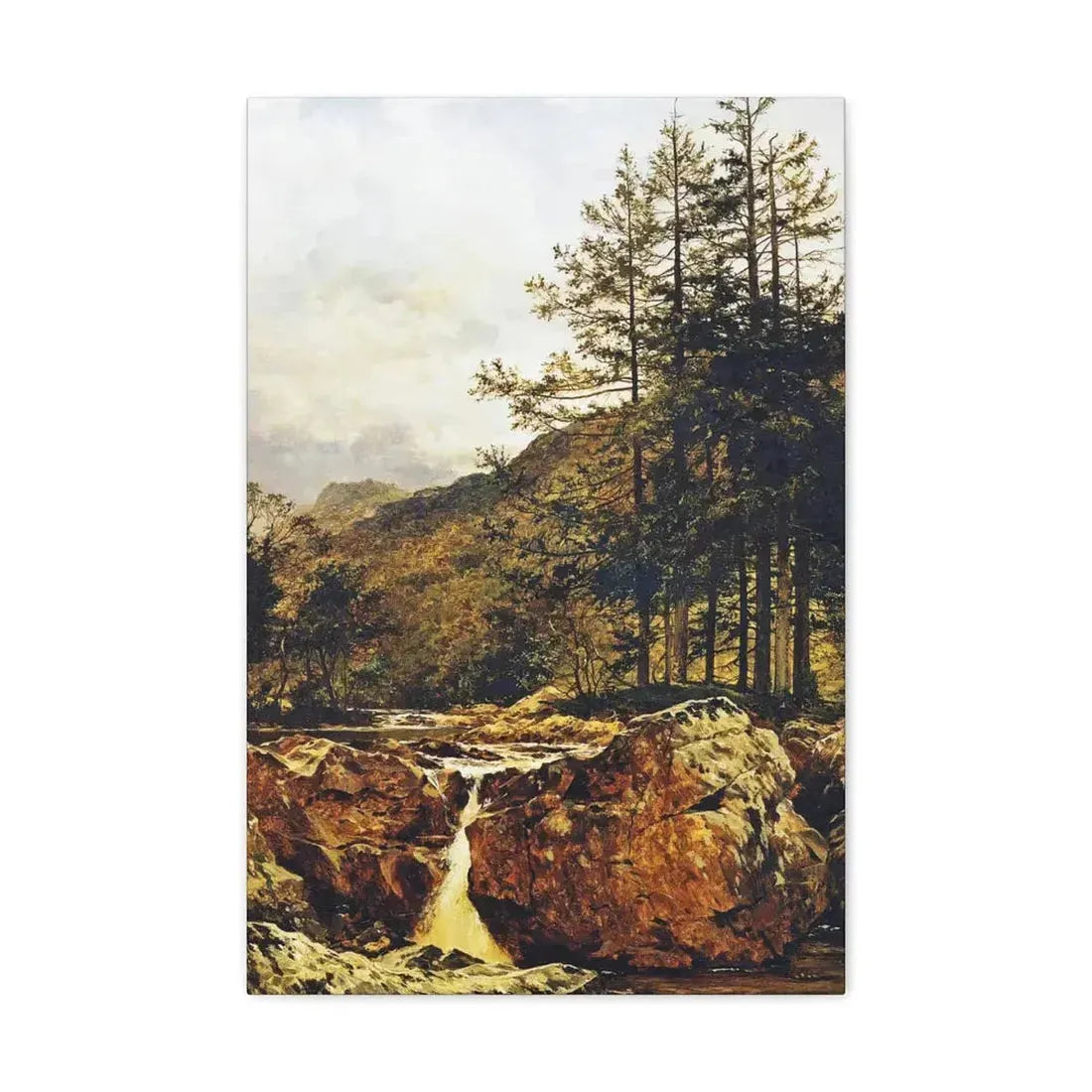 Benjamin Williams Leader (1831-1923) The Rocky Bed of a Welsh River - 1874 - Canvas Wall Art 16″ x 24″ 1.25" - The Sticker Space