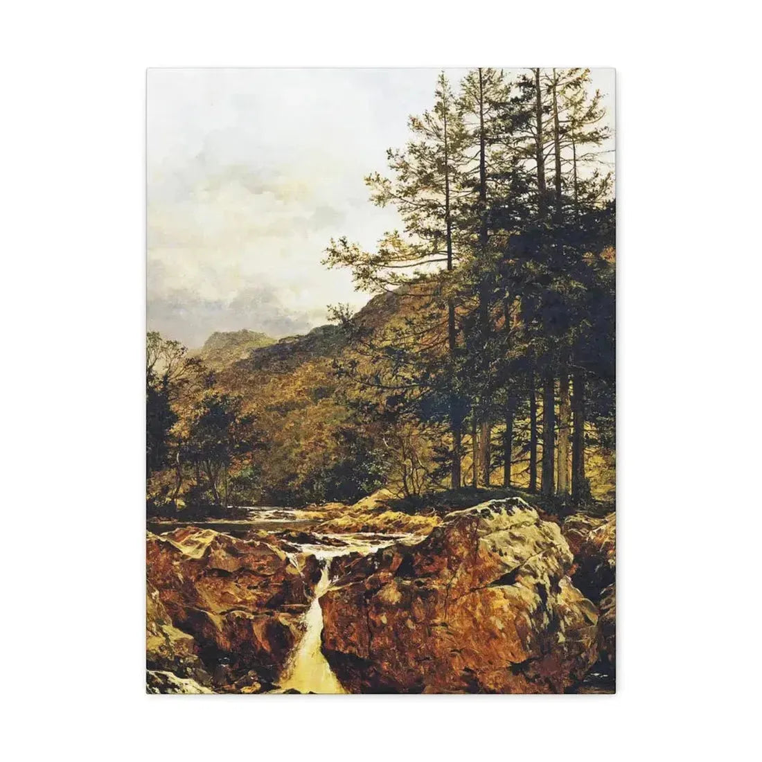 Benjamin Williams Leader (1831-1923) The Rocky Bed of a Welsh River - 1874 - Canvas Wall Art 18″ x 24″ 1.25" - The Sticker Space