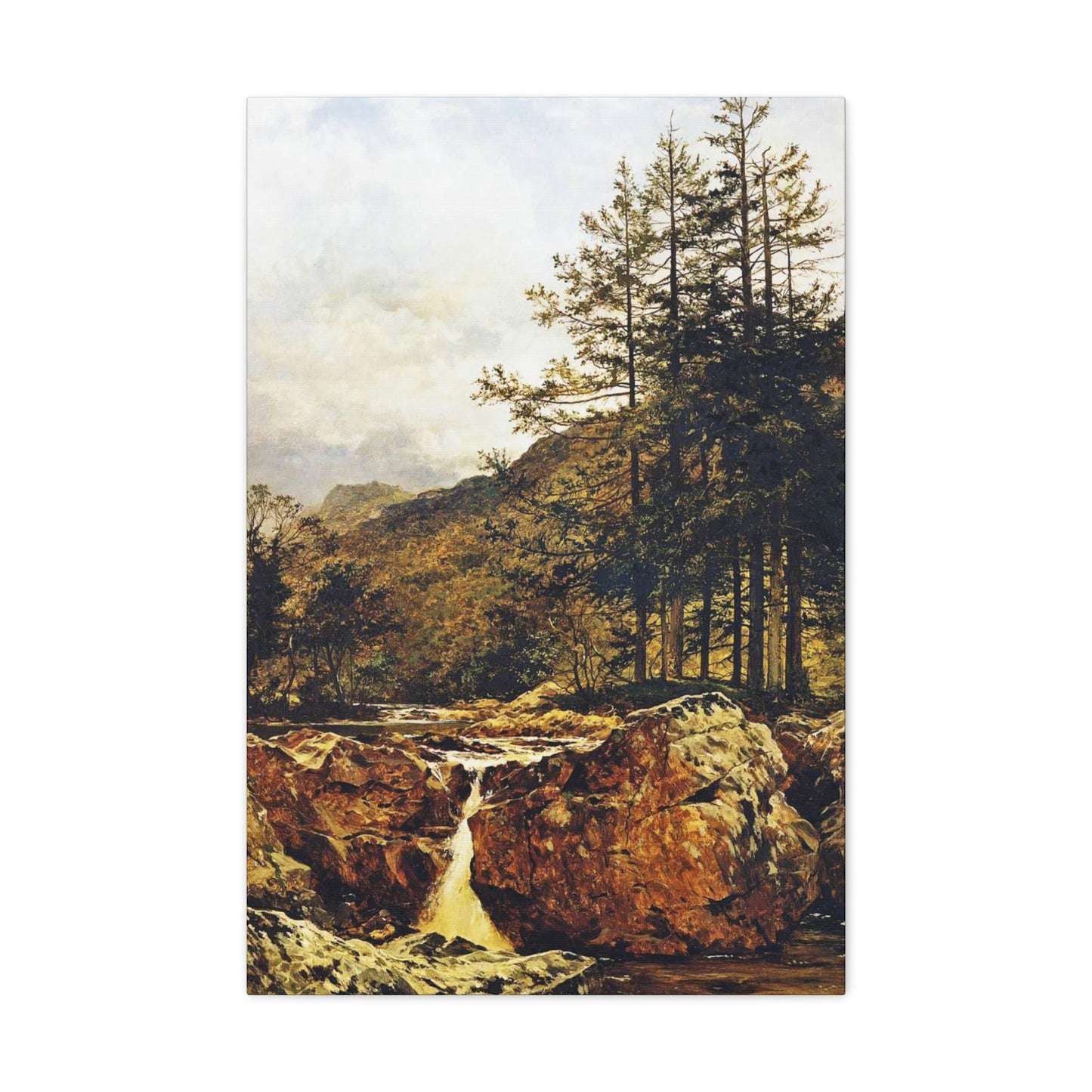 Benjamin Williams Leader (1831-1923) The Rocky Bed of a Welsh River - 1874 - Canvas Wall Art-20″ x 30″-The Sticker Space