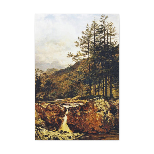 Benjamin Williams Leader (1831-1923) The Rocky Bed of a Welsh River - 1874 - Canvas Wall Art-24″ x 36″-The Sticker Space