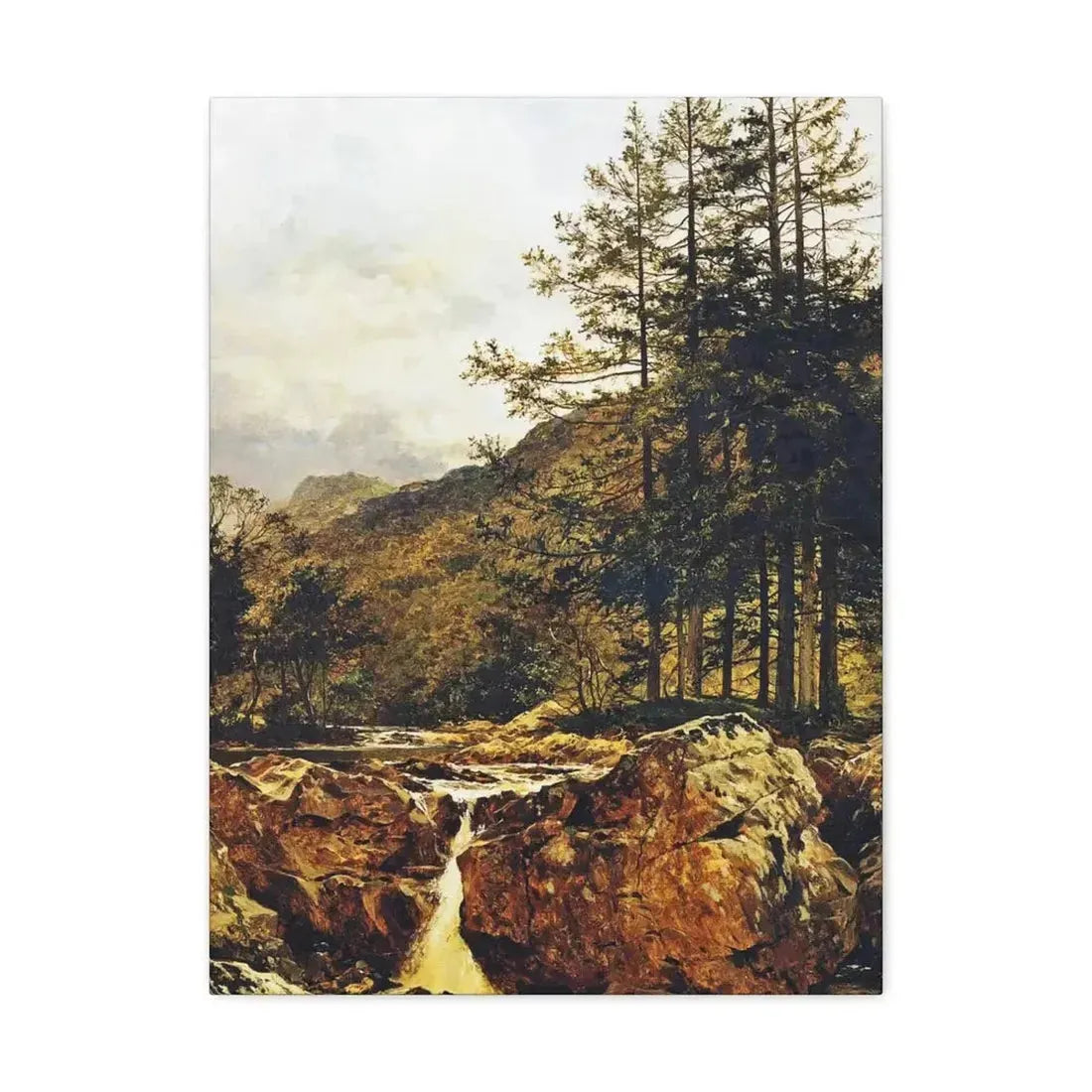 Benjamin Williams Leader (1831-1923) The Rocky Bed of a Welsh River - 1874 - Canvas Wall Art - The Sticker Space