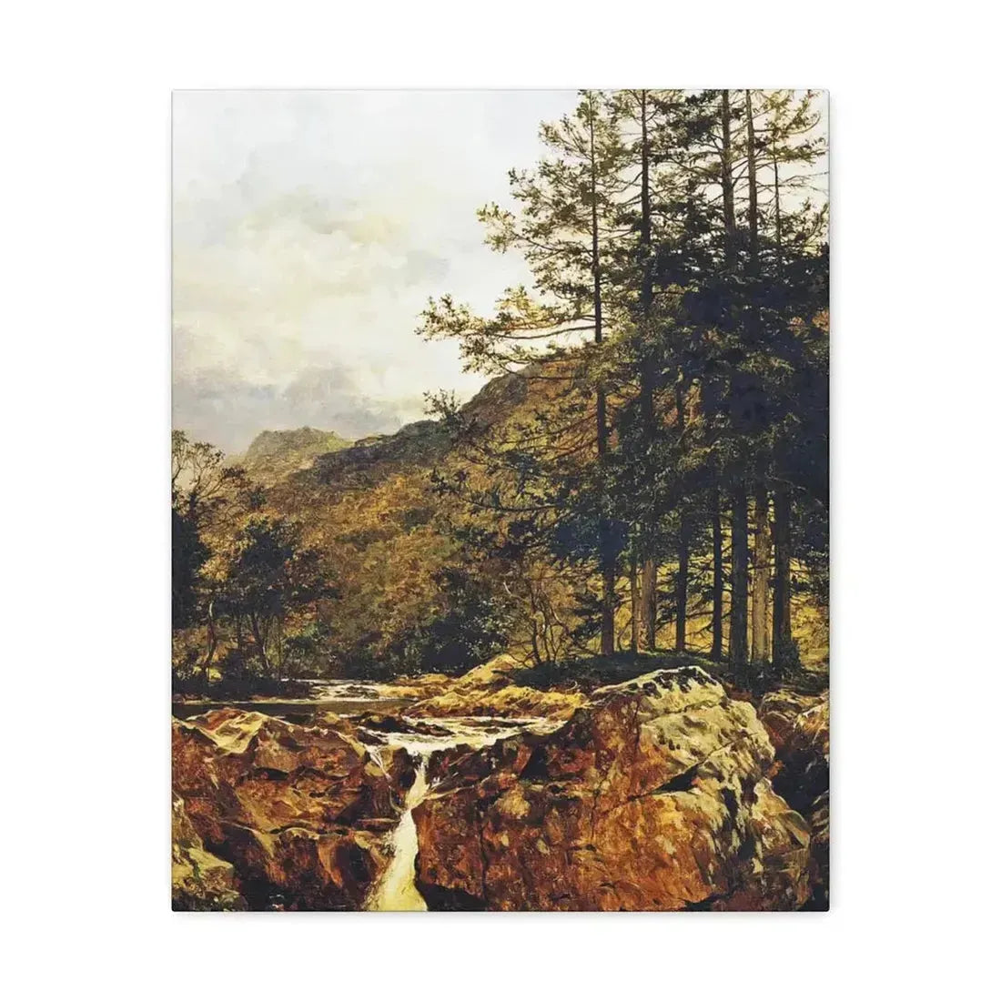 Benjamin Williams Leader (1831-1923) The Rocky Bed of a Welsh River - 1874 - Canvas Wall Art - The Sticker Space
