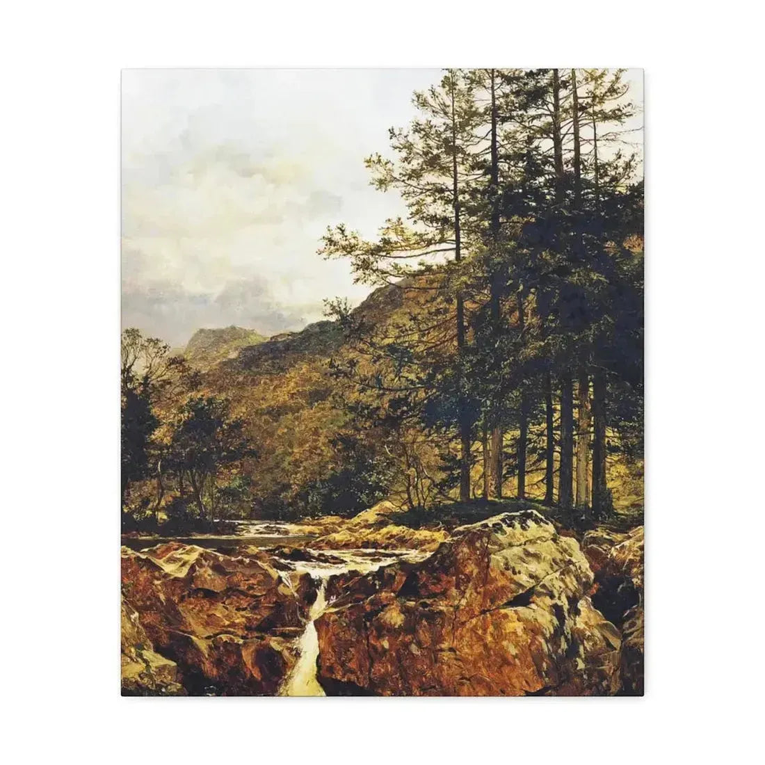 Benjamin Williams Leader (1831-1923) The Rocky Bed of a Welsh River - 1874 - Canvas Wall Art - The Sticker Space