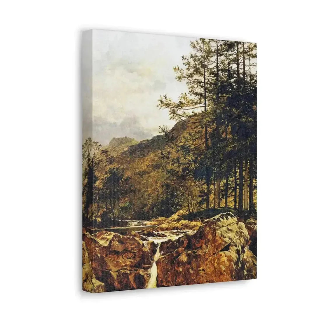 Benjamin Williams Leader (1831-1923) The Rocky Bed of a Welsh River - 1874 - Canvas Wall Art - The Sticker Space