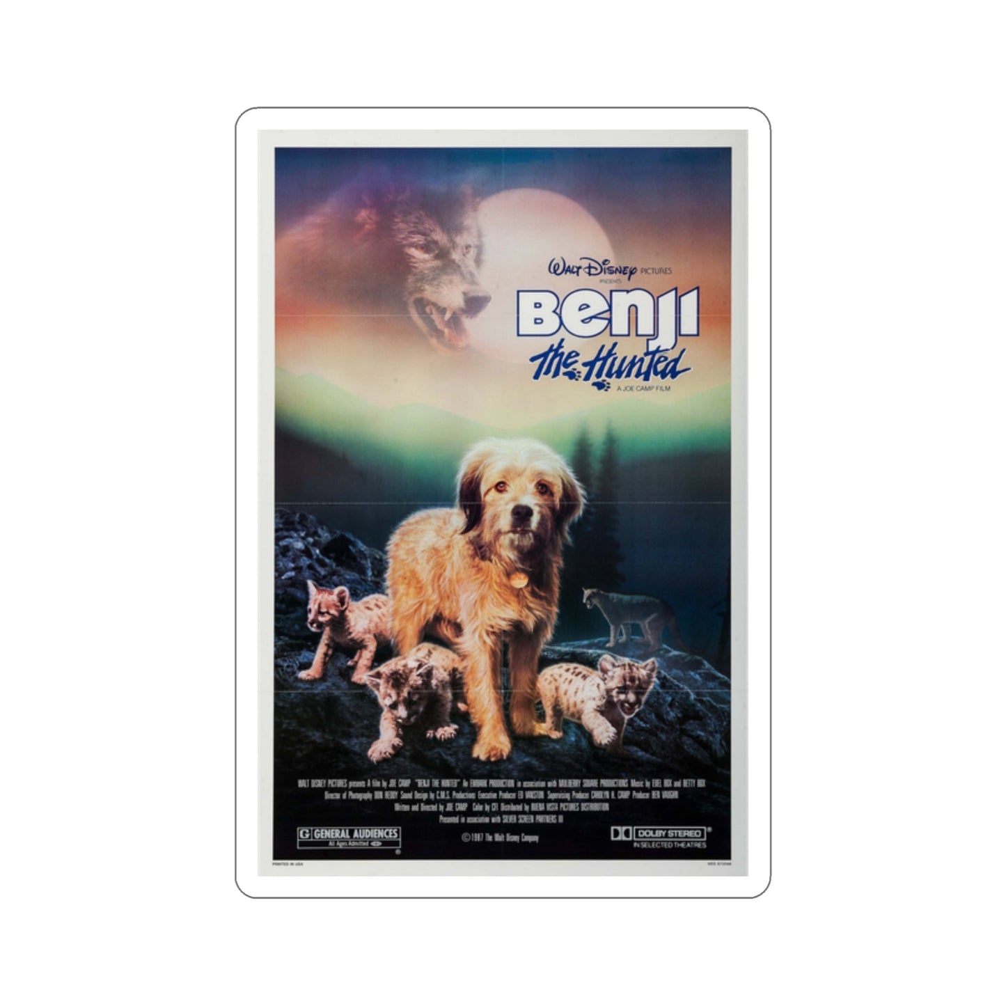 Benji the Hunted 1987 Movie Poster STICKER Vinyl Die-Cut Decal-2 Inch-The Sticker Space