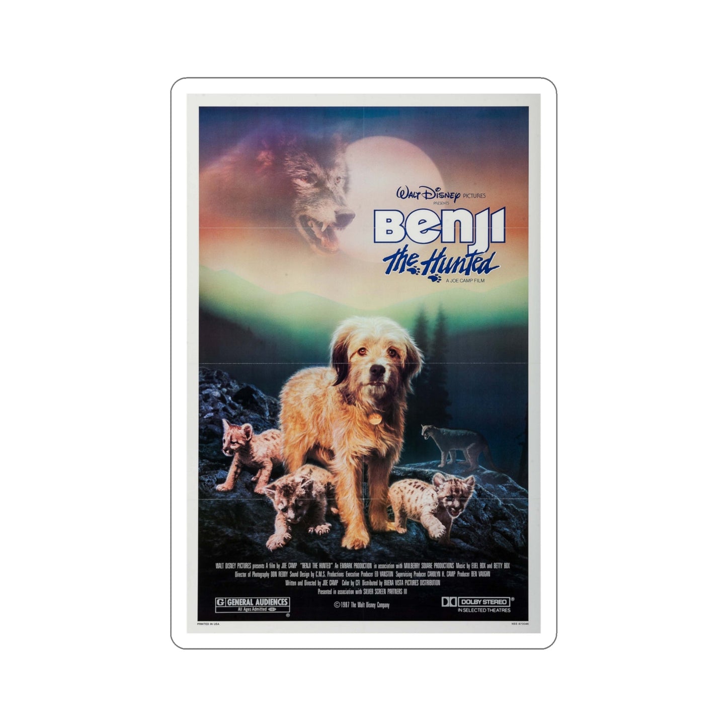 Benji the Hunted 1987 Movie Poster STICKER Vinyl Die-Cut Decal-4 Inch-The Sticker Space