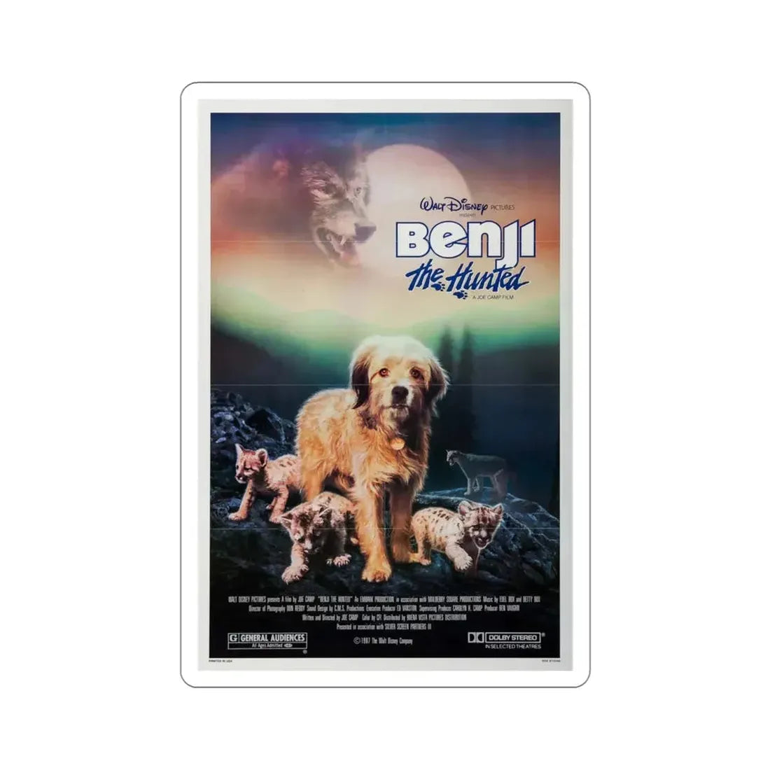 Benji the Hunted 1987 Movie Poster STICKER Vinyl Die-Cut Decal - The Sticker Space