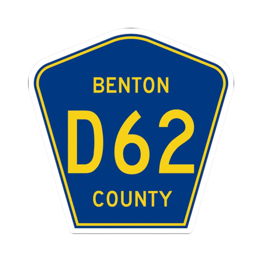 Benton County Route D62 IA (Iowa) (Road Sign) STICKER Vinyl Kiss-Cut Decal 2 Inch White - The Sticker Space