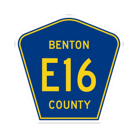 Benton County Route E16 IA (Iowa) (Road Sign) STICKER Vinyl Kiss-Cut Decal 2 Inch White - The Sticker Space