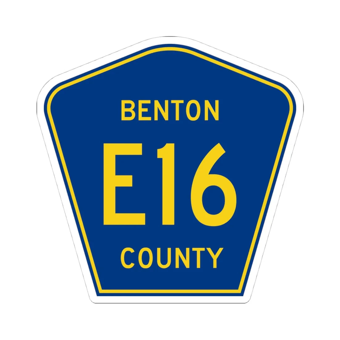 Benton County Route E16 IA (Iowa) (Road Sign) STICKER Vinyl Kiss-Cut Decal 4 Inch White - The Sticker Space