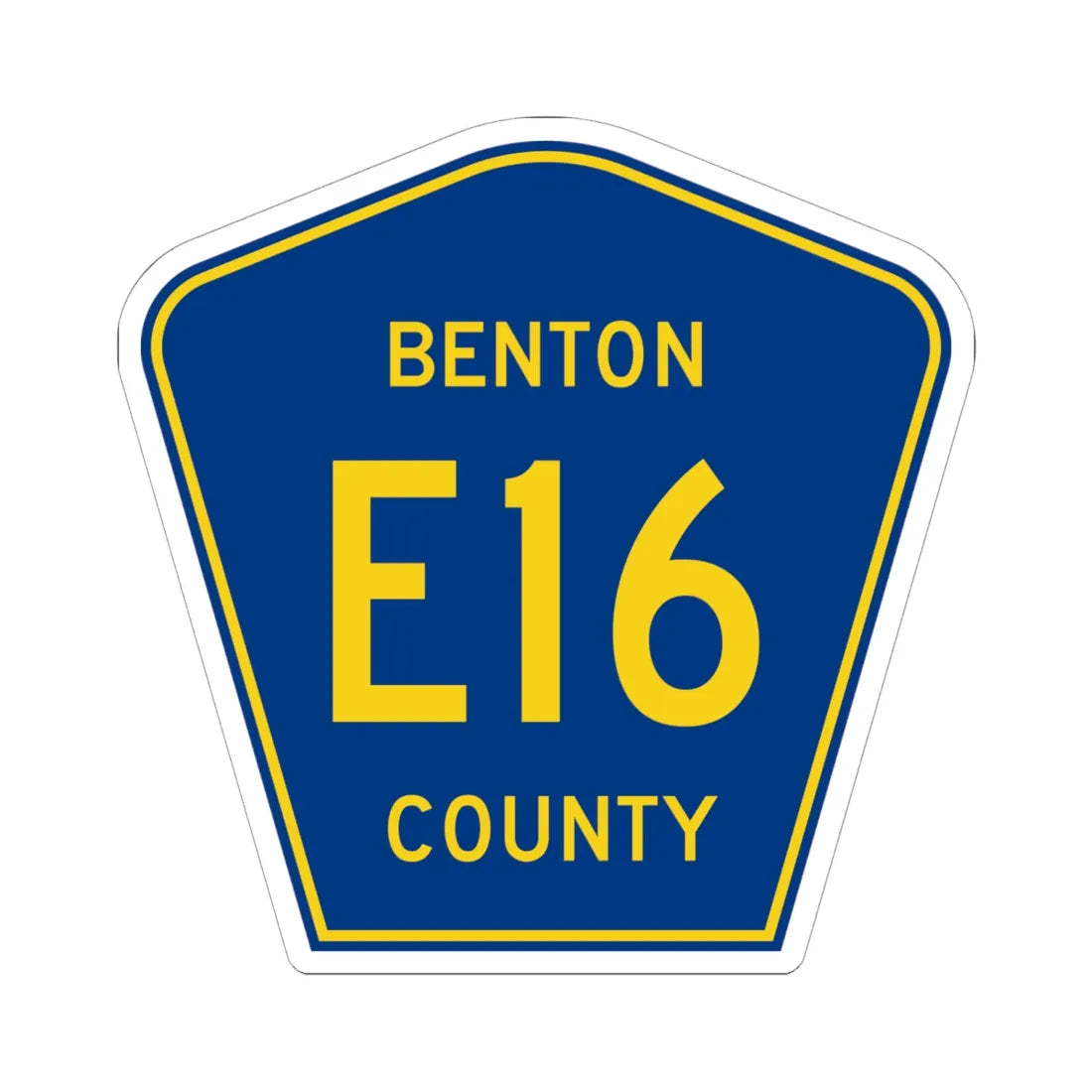 Benton County Route E16 IA (Iowa) (Road Sign) STICKER Vinyl Kiss-Cut Decal 6 Inch White - The Sticker Space