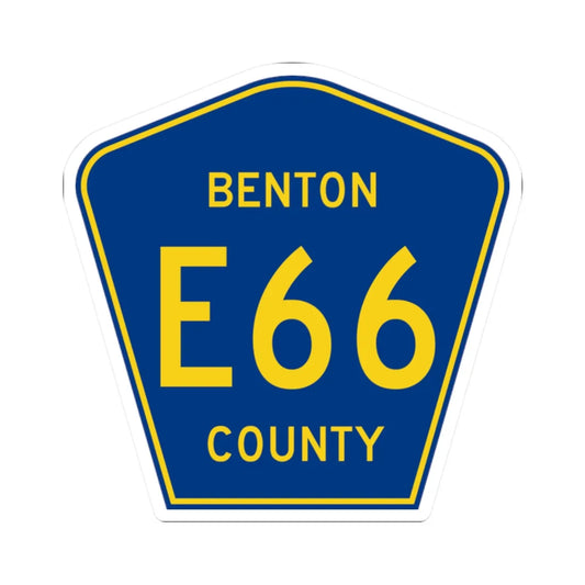 Benton County Route E66 IA (Iowa) (Road Sign) STICKER Vinyl Kiss-Cut Decal 2 Inch White - The Sticker Space
