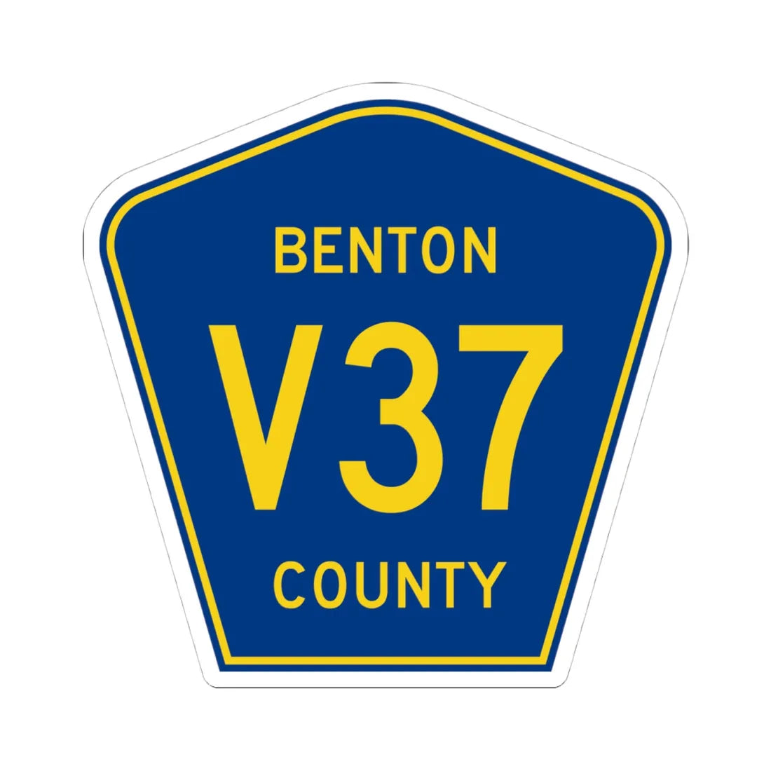 Benton County Route V37 IA (Iowa) (Road Sign) STICKER Vinyl Kiss-Cut Decal 4 Inch White - The Sticker Space
