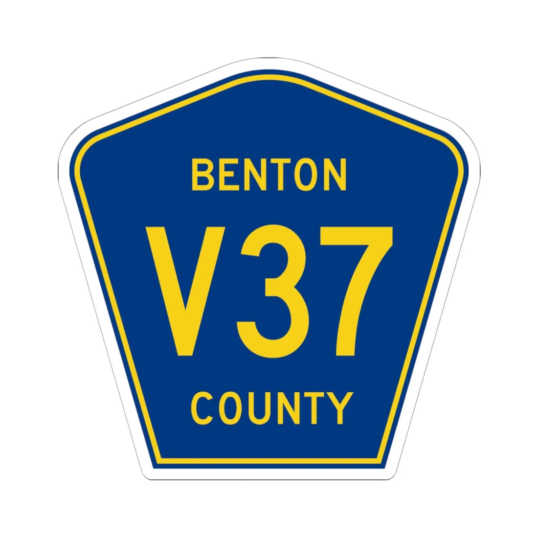 Benton County Route V37 IA (Iowa) (Road Sign) STICKER Vinyl Kiss-Cut Decal 6 Inch White - The Sticker Space