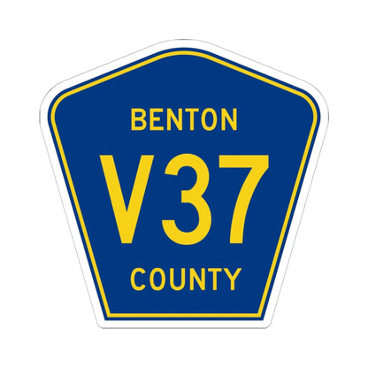 Benton County Route V37 IA (Iowa) (Road Sign) STICKER Vinyl Kiss-Cut Decal 6 Inch White - The Sticker Space