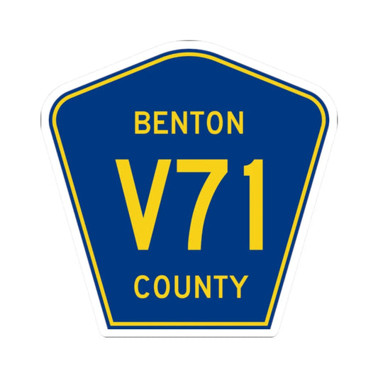 Benton County Route V71 IA (Iowa) (Road Sign) STICKER Vinyl Kiss-Cut Decal 2 Inch White - The Sticker Space