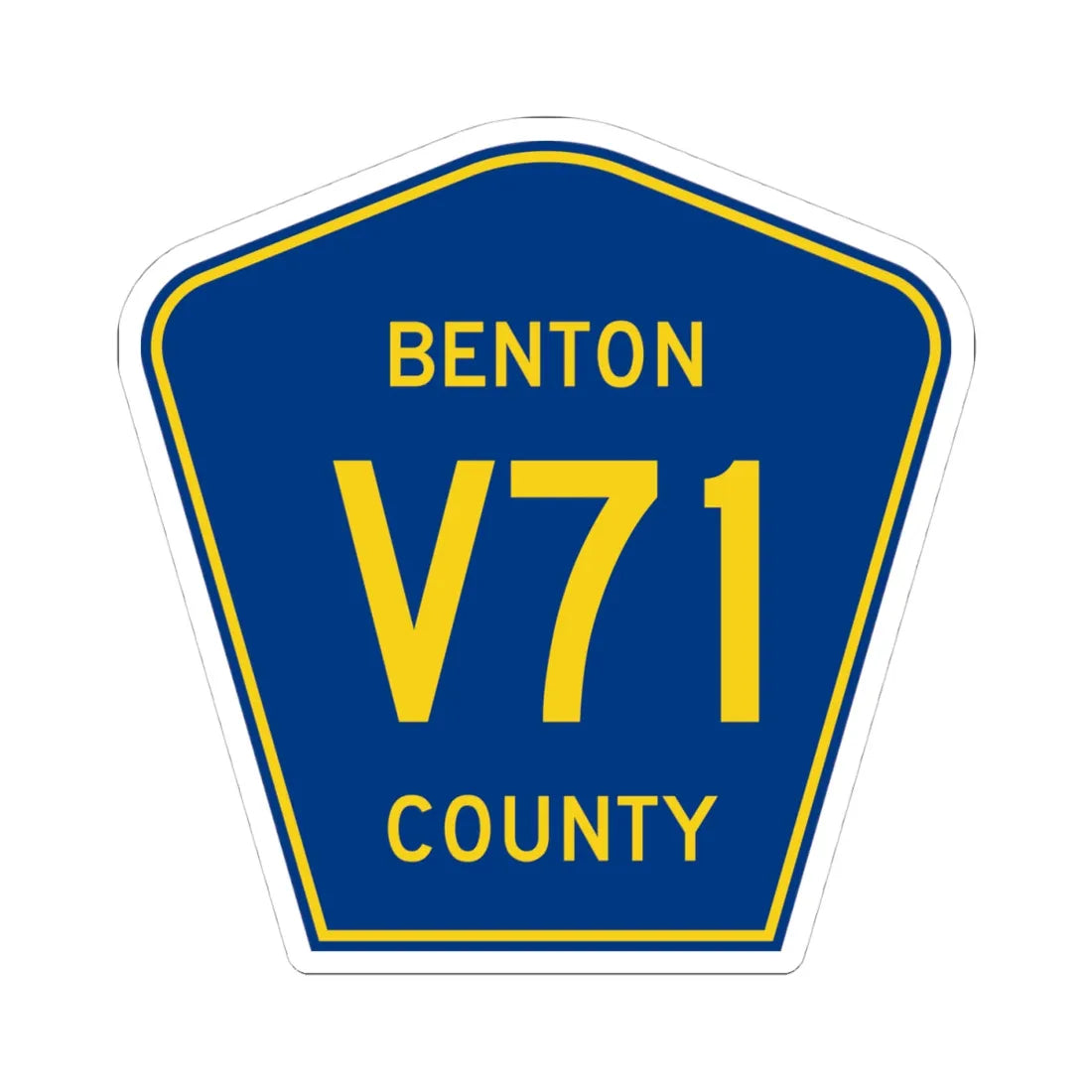 Benton County Route V71 IA (Iowa) (Road Sign) STICKER Vinyl Kiss-Cut Decal 4 Inch White - The Sticker Space