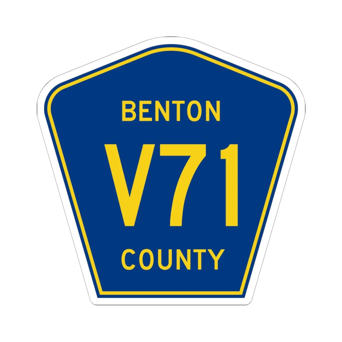 Benton County Route V71 IA (Iowa) (Road Sign) STICKER Vinyl Kiss-Cut Decal 6 Inch White - The Sticker Space