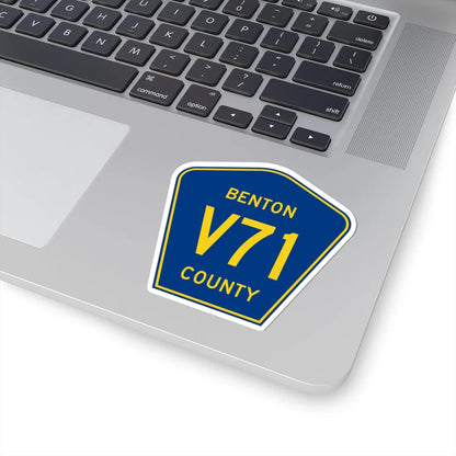Benton County Route V71 IA (Iowa) (Road Sign) STICKER Vinyl Kiss-Cut Decal - The Sticker Space