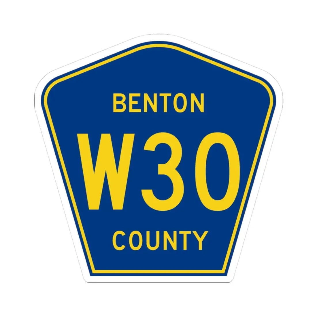 Benton County Route W30 IA (Iowa) (Road Sign) STICKER Vinyl Kiss-Cut Decal 3 Inch White - The Sticker Space