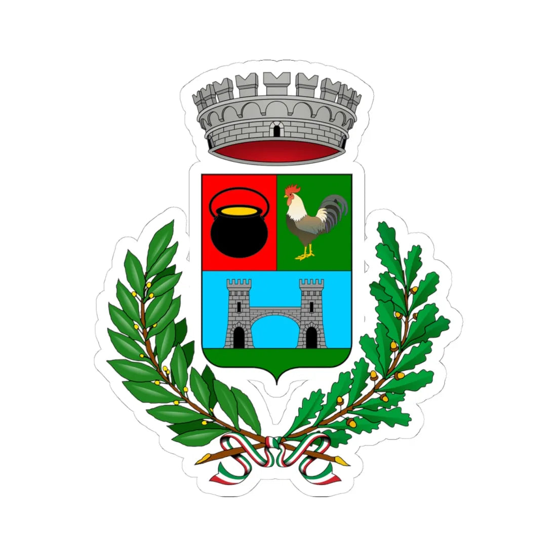 Beregazzo con Figliaro-Stemma (Italy) (Coat of Arms) STICKER Vinyl Kiss-Cut Decal 4 Inch White - The Sticker Space