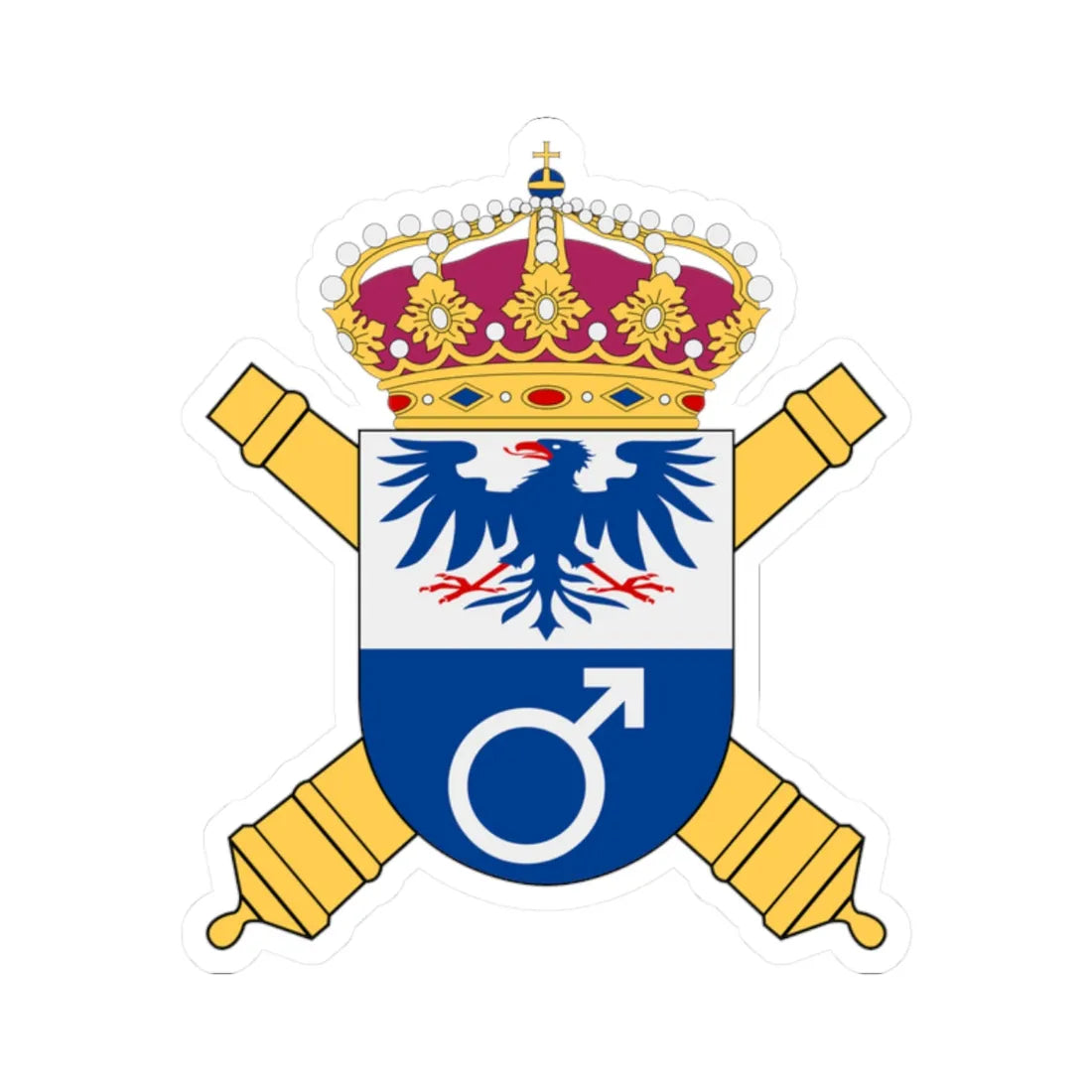 Bergslagens artilleriregemente vapen (Sweden) (Coat of Arms) STICKER Vinyl Kiss-Cut Decal 2 Inch White - The Sticker Space