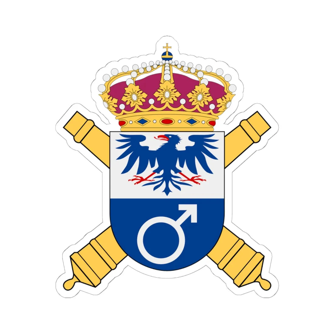 Bergslagens artilleriregemente vapen (Sweden) (Coat of Arms) STICKER Vinyl Kiss-Cut Decal 6 Inch White - The Sticker Space