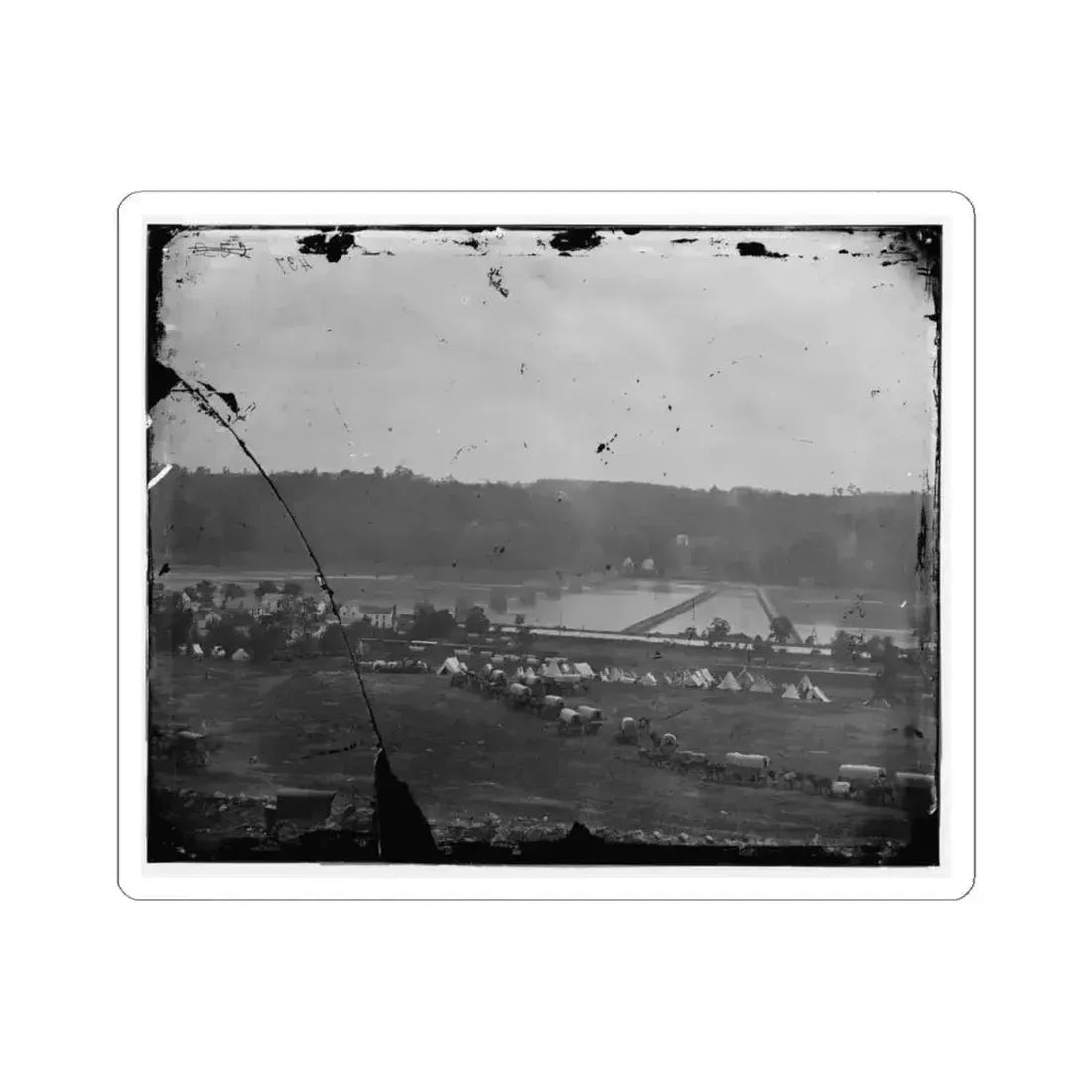 Berlin (Now Brunswick), Md. Pontoon Bridge and Ruins of the Stone Bridge (U.S. Civil War) STICKER Vinyl Kiss-Cut Decal 4 Inch White - The Sticker Space