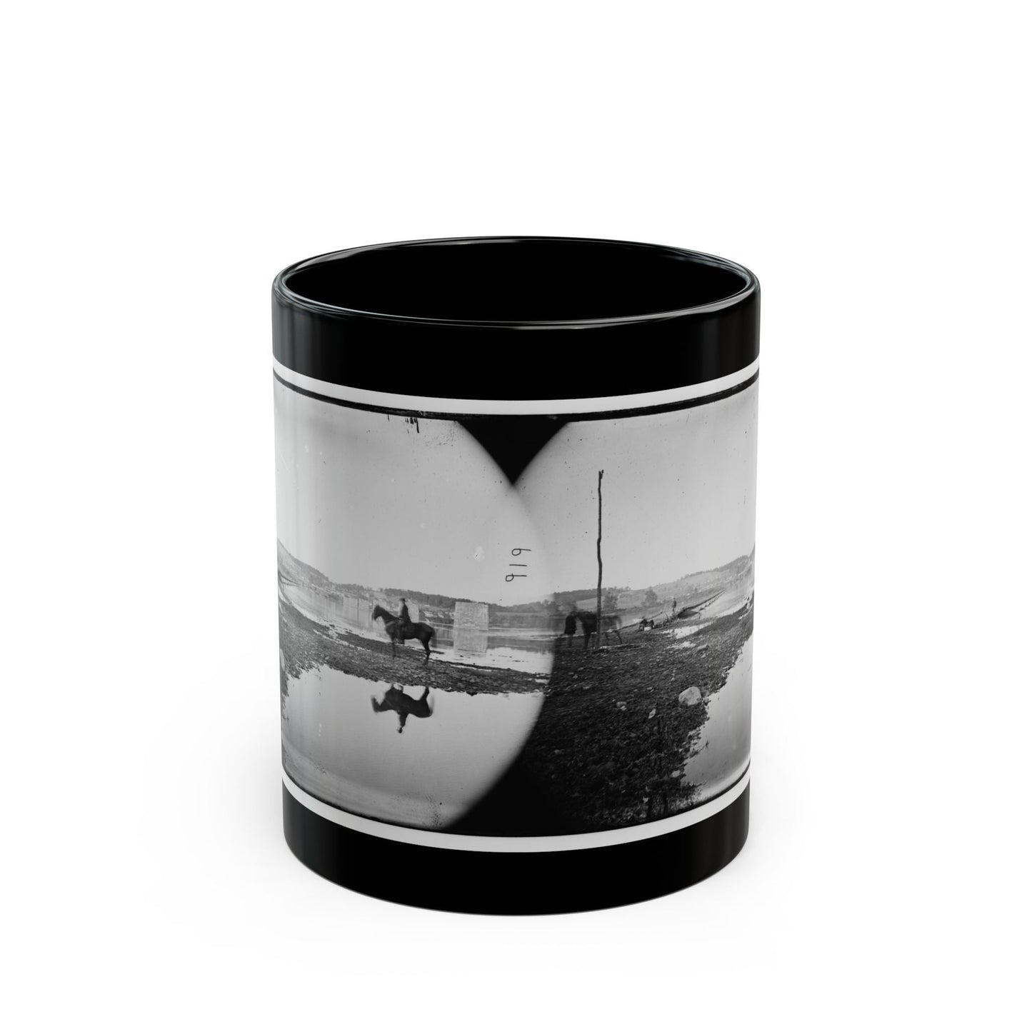 Berlin (Now Brunswick), Md. Pontoon Bridge And Ruins Of The Stone Bridge Across The Potomac (Destroyed In 1861) (U.S. Civil War) Black Coffee Mug