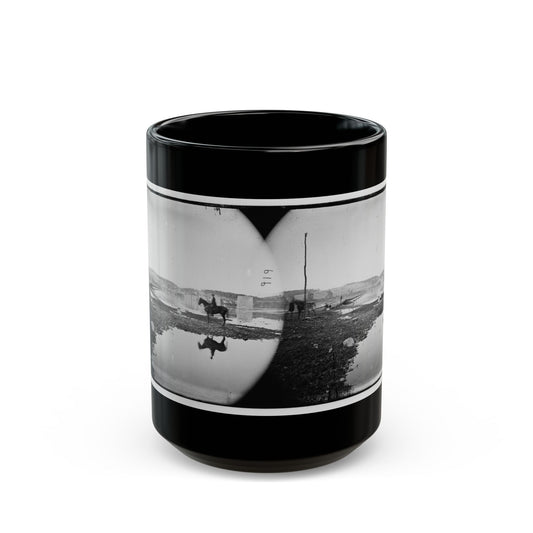 Berlin (Now Brunswick), Md. Pontoon Bridge And Ruins Of The Stone Bridge Across The Potomac (Destroyed In 1861) (U.S. Civil War) Black Coffee Mug