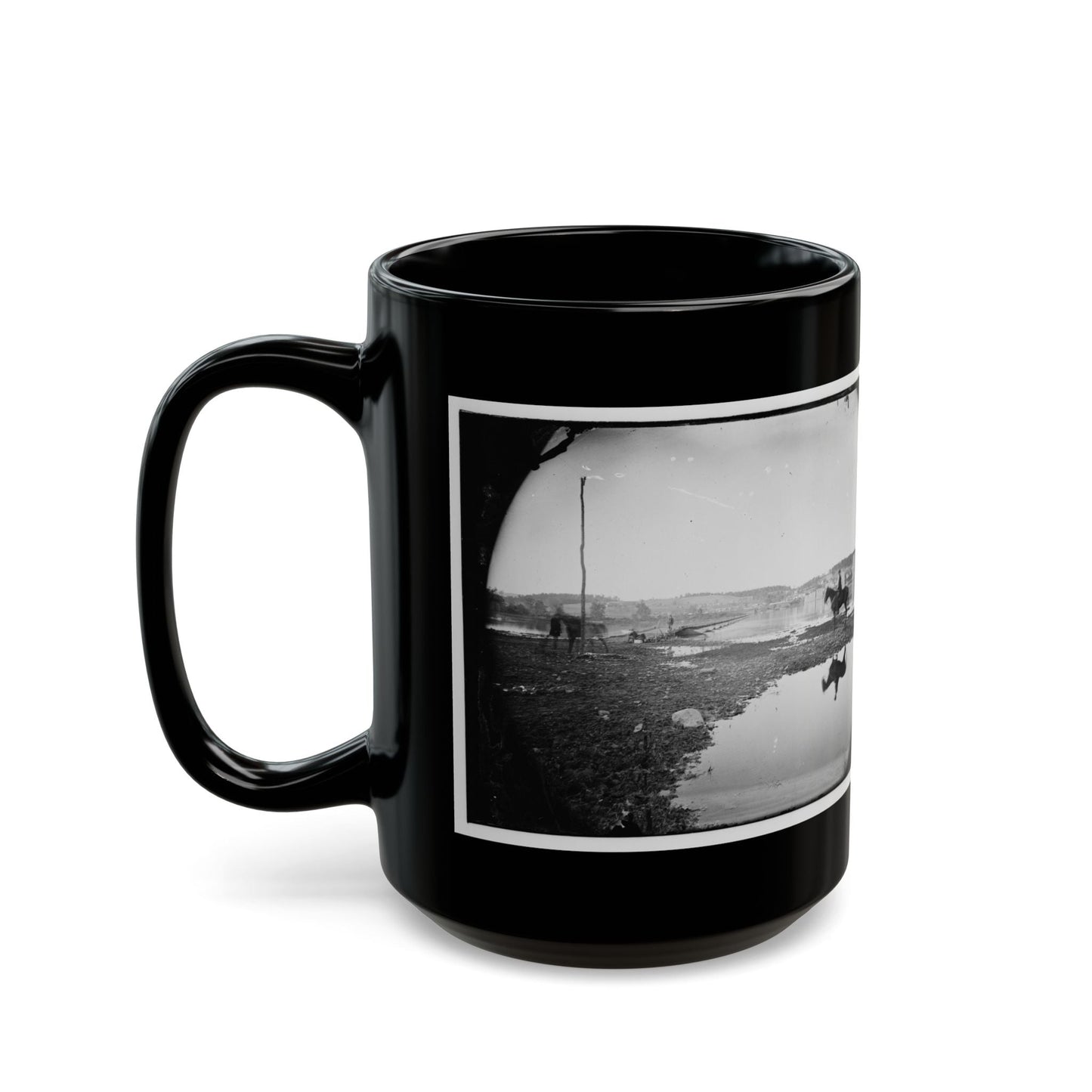 Berlin (Now Brunswick), Md. Pontoon Bridge And Ruins Of The Stone Bridge Across The Potomac (Destroyed In 1861) (U.S. Civil War) Black Coffee Mug