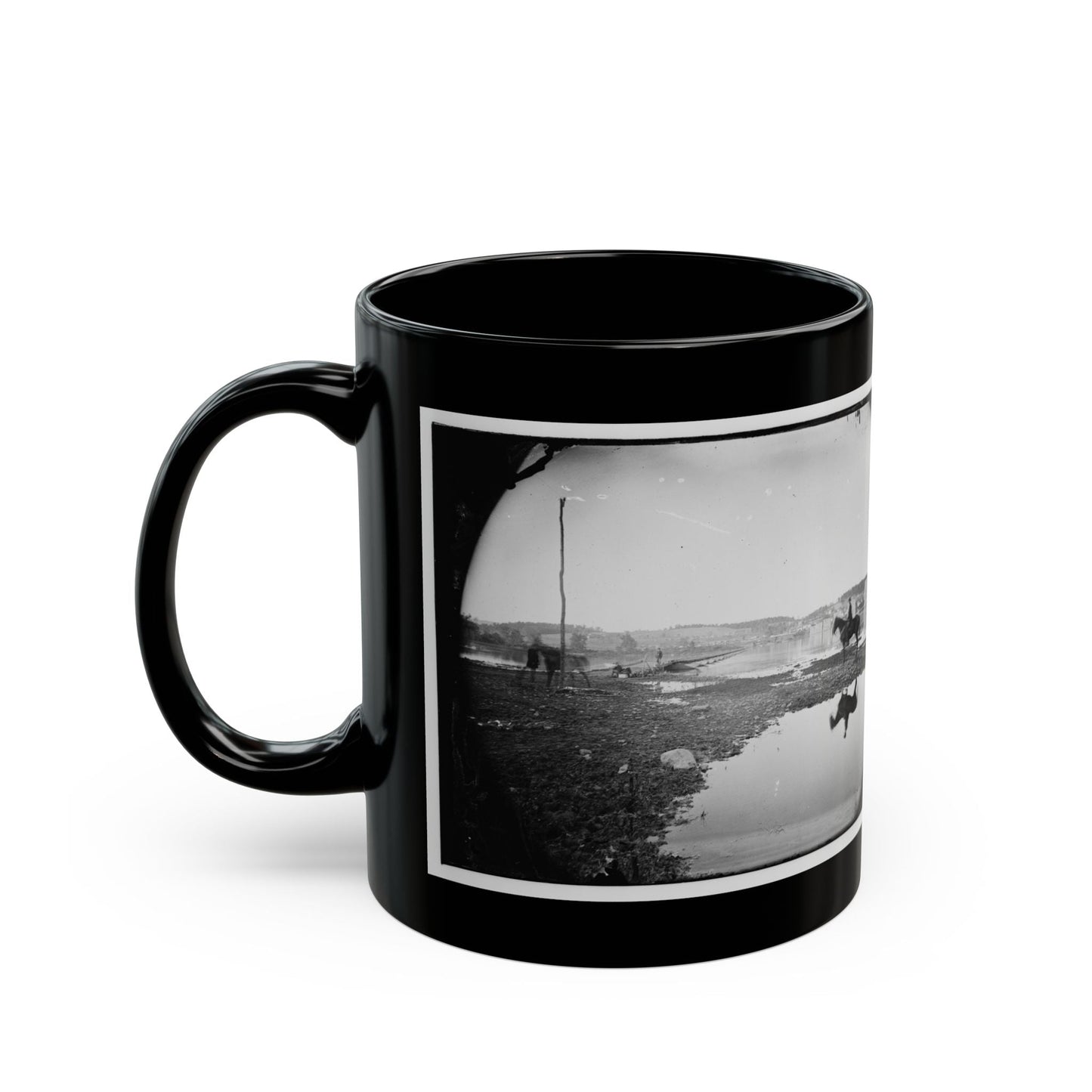 Berlin (Now Brunswick), Md. Pontoon Bridge And Ruins Of The Stone Bridge Across The Potomac (Destroyed In 1861) (U.S. Civil War) Black Coffee Mug