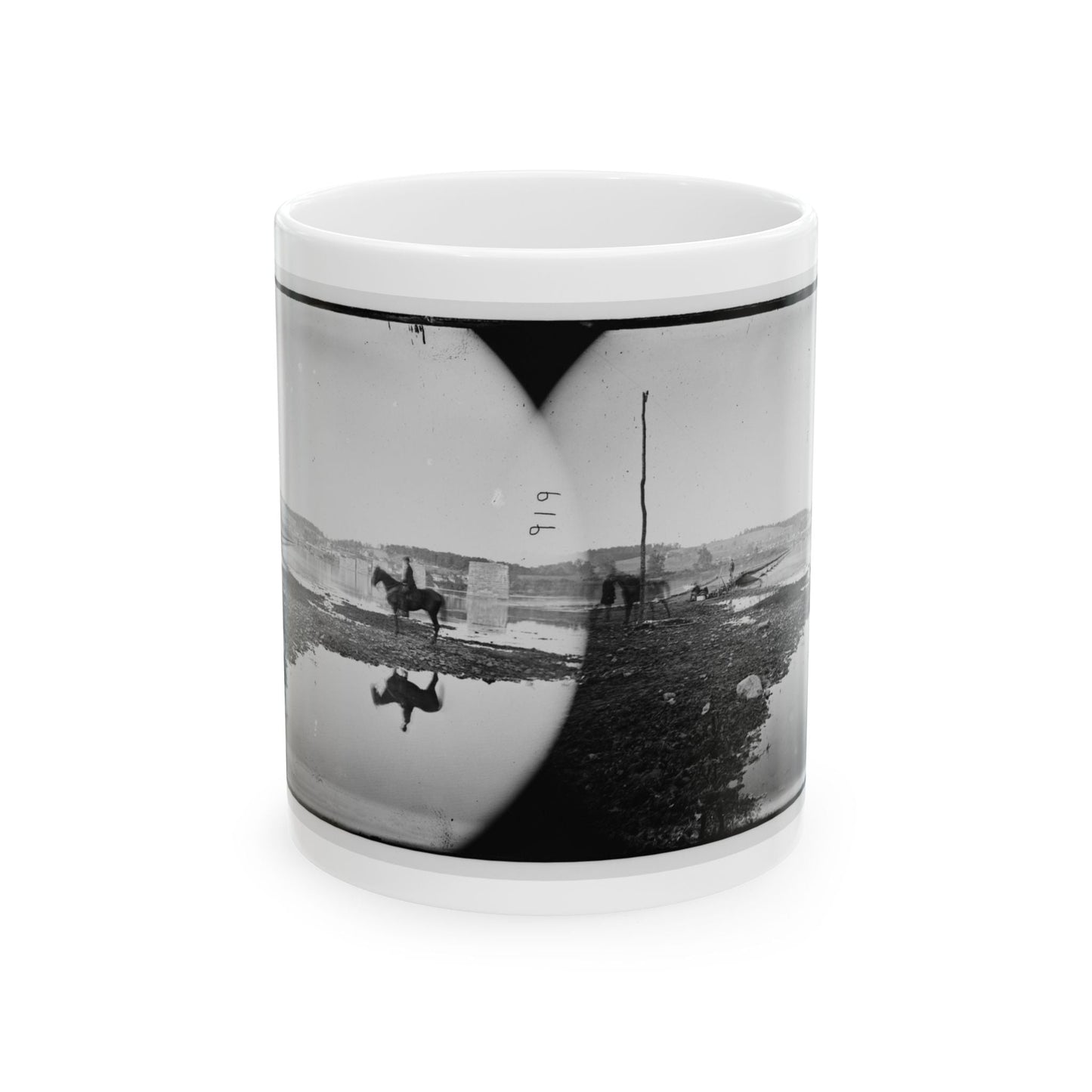 Berlin (Now Brunswick), Md. Pontoon Bridge And Ruins Of The Stone Bridge Across The Potomac (Destroyed In 1861) (U.S. Civil War) White Coffee Mug