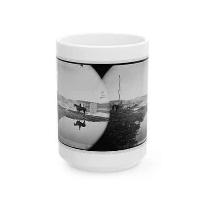 Berlin (Now Brunswick), Md. Pontoon Bridge And Ruins Of The Stone Bridge Across The Potomac (Destroyed In 1861) (U.S. Civil War) White Coffee Mug