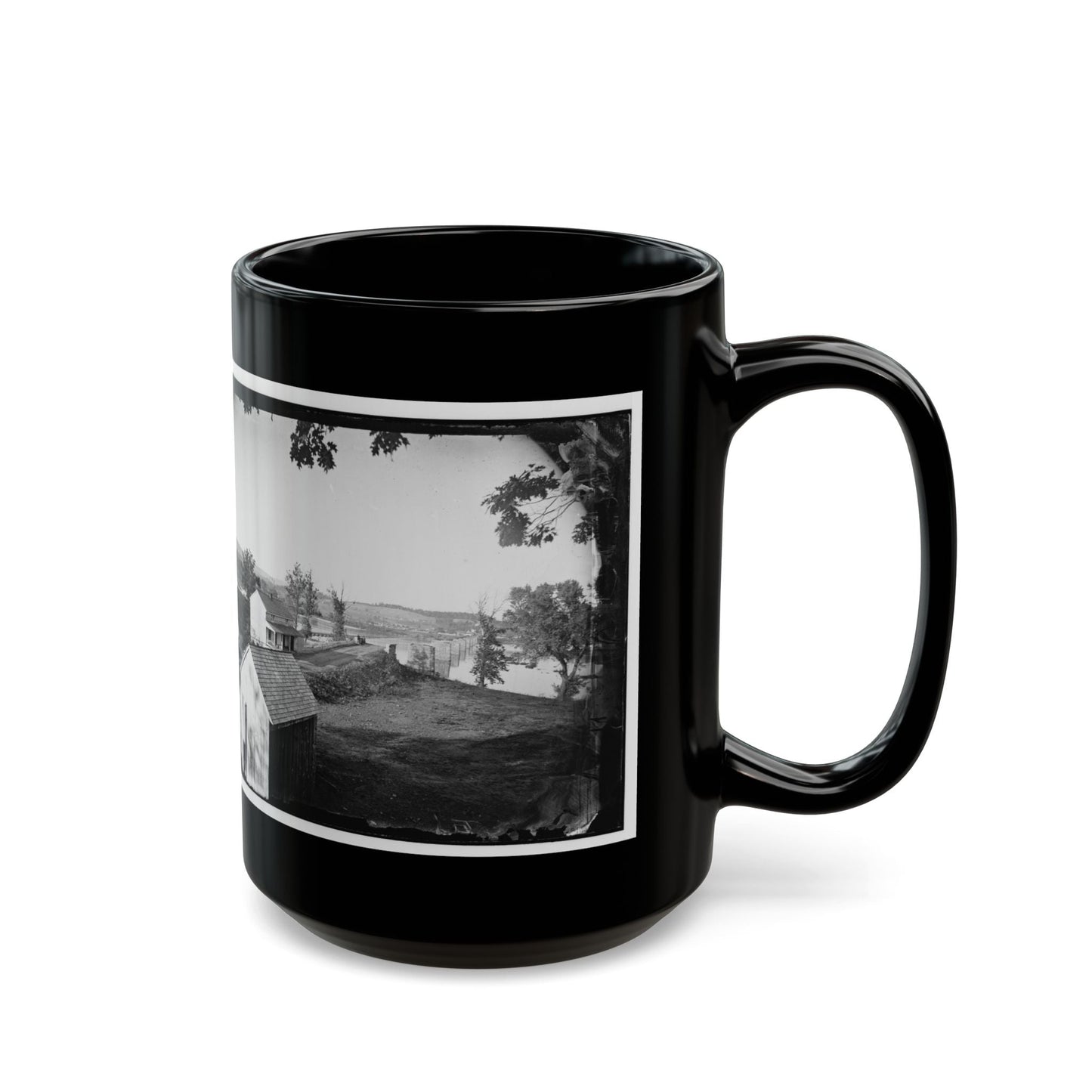 Berlin (Now Brunswick), Md. Pontoon Bridge And Ruins Of The Stone Bridge; Another View (U.S. Civil War) Black Coffee Mug