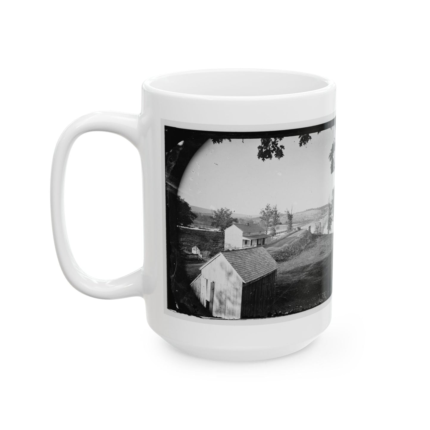 Berlin (Now Brunswick), Md. Pontoon Bridge And Ruins Of The Stone Bridge; Another View (U.S. Civil War) White Coffee Mug