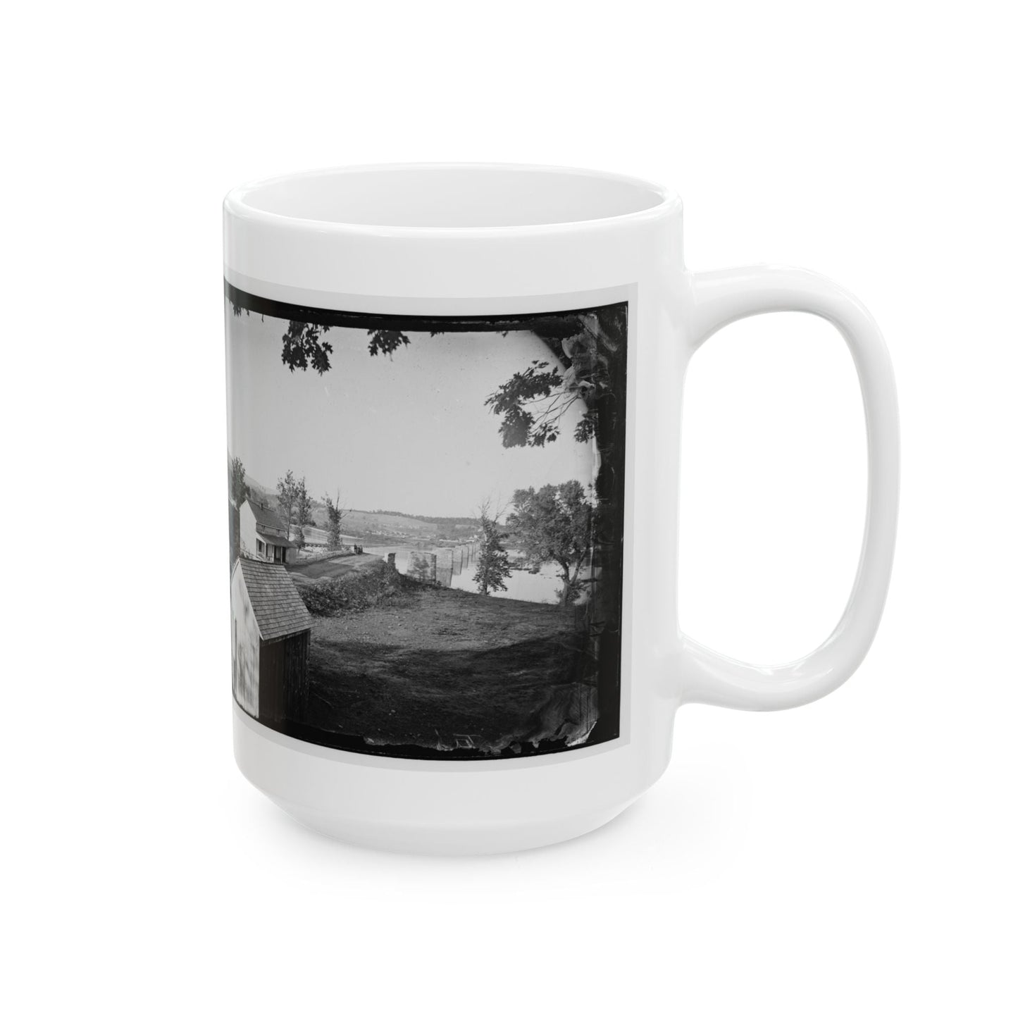 Berlin (Now Brunswick), Md. Pontoon Bridge And Ruins Of The Stone Bridge; Another View (U.S. Civil War) White Coffee Mug