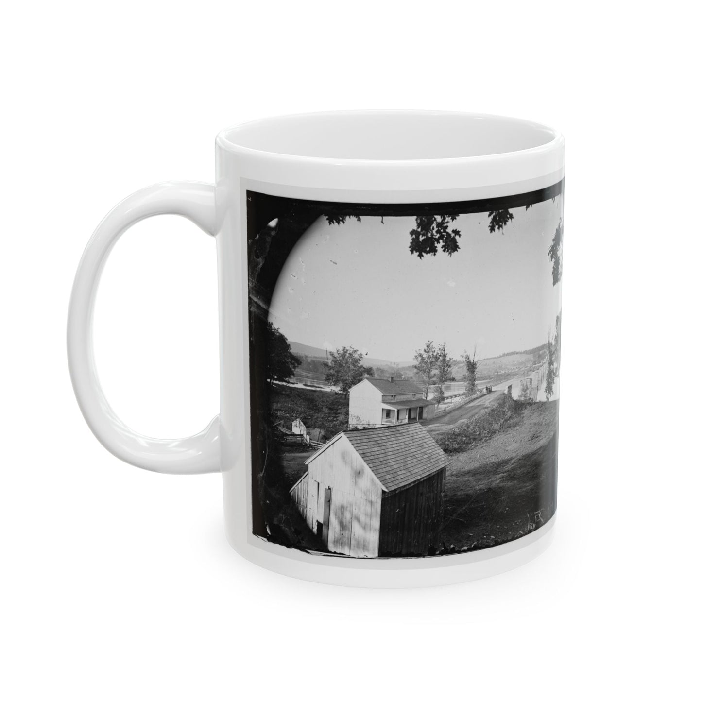 Berlin (Now Brunswick), Md. Pontoon Bridge And Ruins Of The Stone Bridge; Another View (U.S. Civil War) White Coffee Mug