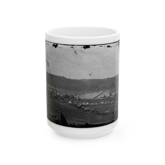 Berlin (Now Brunswick), Md. Pontoon Bridge And Ruins Of The Stone Bridge (U.S. Civil War) White Coffee Mug