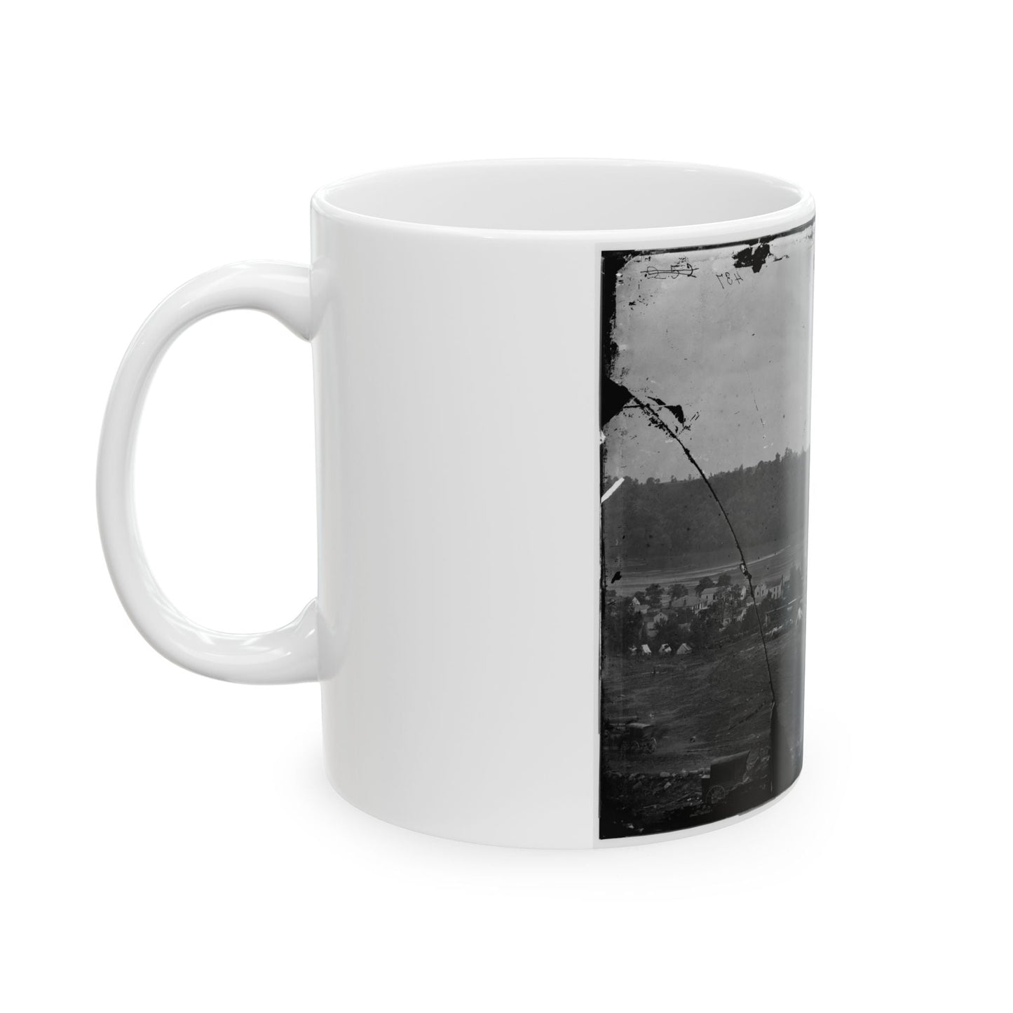 Berlin (Now Brunswick), Md. Pontoon Bridge And Ruins Of The Stone Bridge (U.S. Civil War) White Coffee Mug