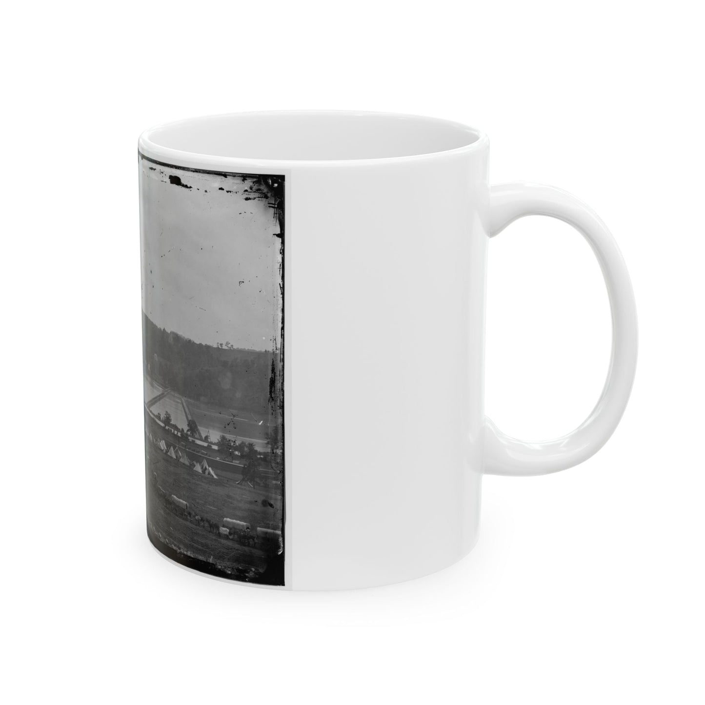 Berlin (Now Brunswick), Md. Pontoon Bridge And Ruins Of The Stone Bridge (U.S. Civil War) White Coffee Mug