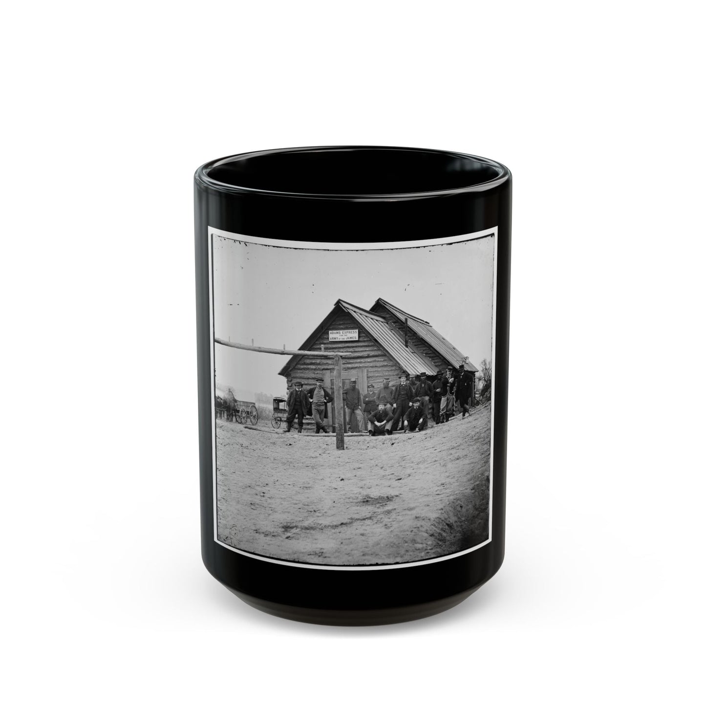 Bermuda Hundred, Va. Adams Express Office, Army Of The James (U.S. Civil War) Black Coffee Mug-15oz-The Sticker Space