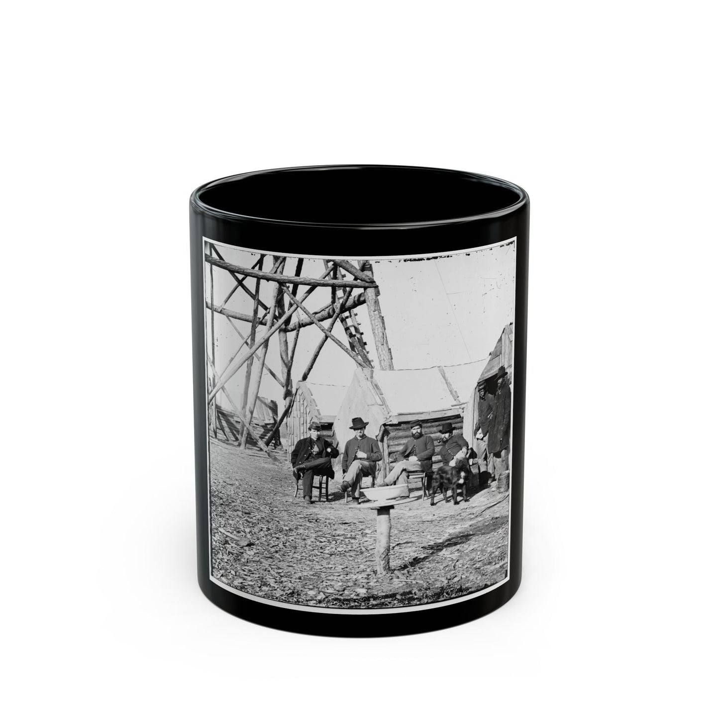 Bermuda Hundred, Va. Officers By Their Quarters Near The Signal Tower (U.S. Civil War) Black Coffee Mug