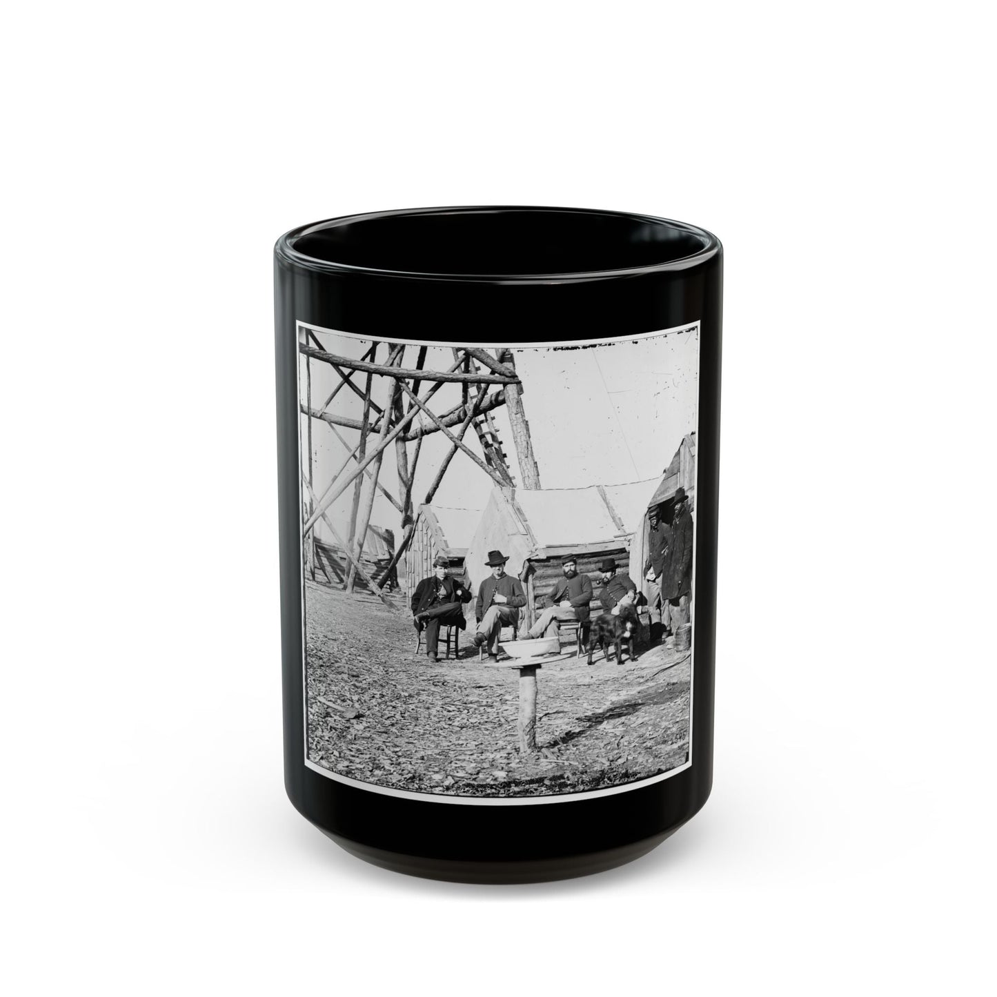 Bermuda Hundred, Va. Officers By Their Quarters Near The Signal Tower (U.S. Civil War) Black Coffee Mug