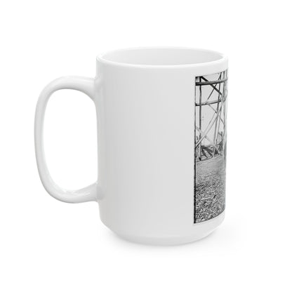 Bermuda Hundred, Va. Officers By Their Quarters Near The Signal Tower (U.S. Civil War) White Coffee Mug