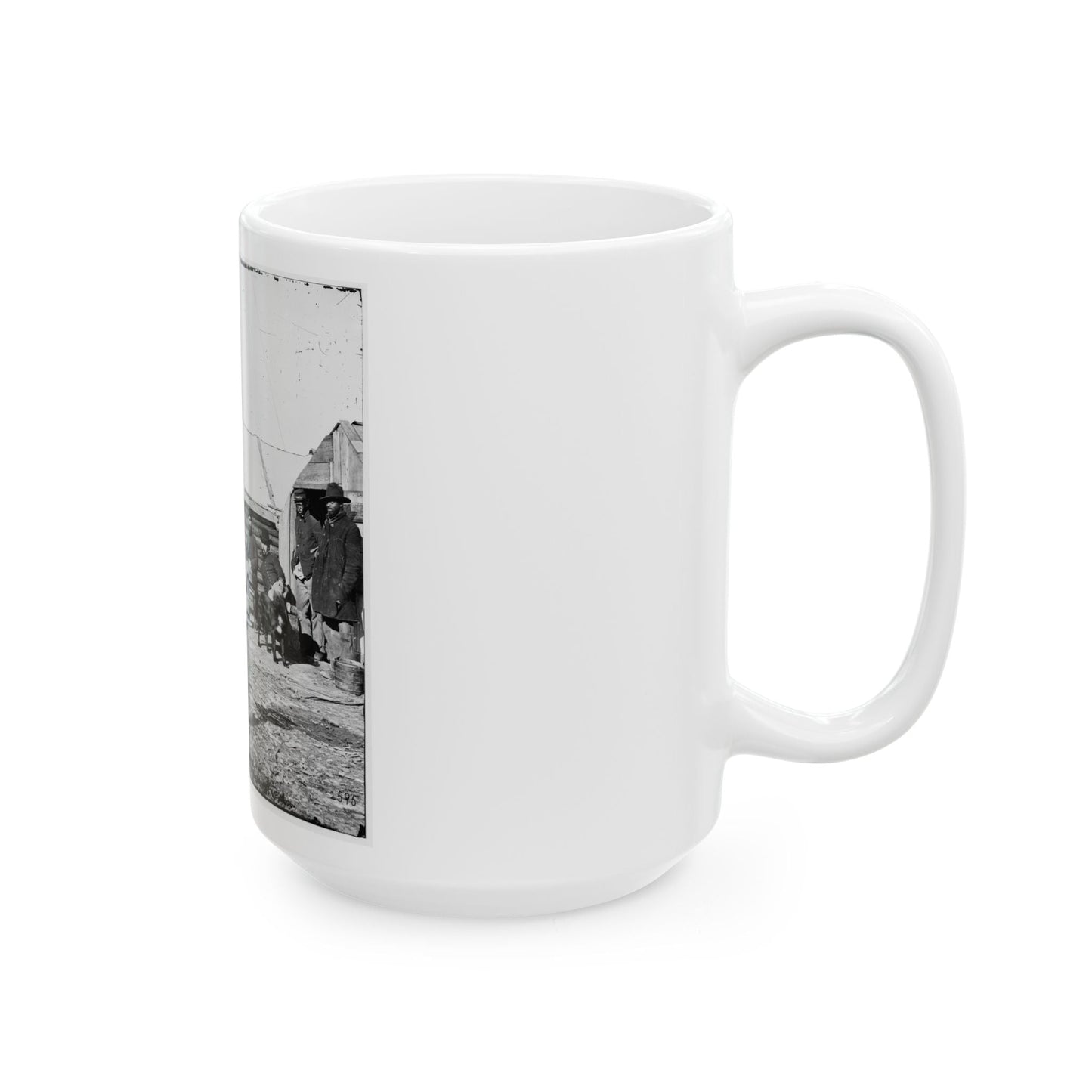 Bermuda Hundred, Va. Officers By Their Quarters Near The Signal Tower (U.S. Civil War) White Coffee Mug