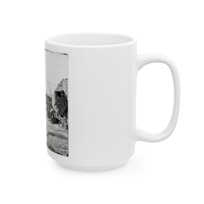 Bermuda Hundred, Va. Officers By Their Quarters Near The Signal Tower (U.S. Civil War) White Coffee Mug