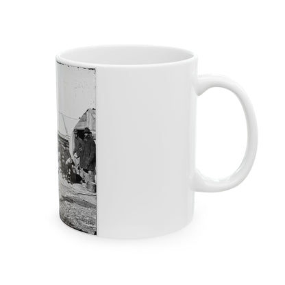 Bermuda Hundred, Va. Officers By Their Quarters Near The Signal Tower (U.S. Civil War) White Coffee Mug