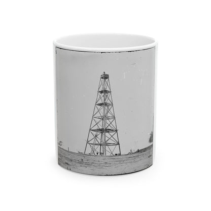 Bermuda Hundred, Va. Signal Tower On Left Of The Line Near The Appomattox River (U.S. Civil War) White Coffee Mug