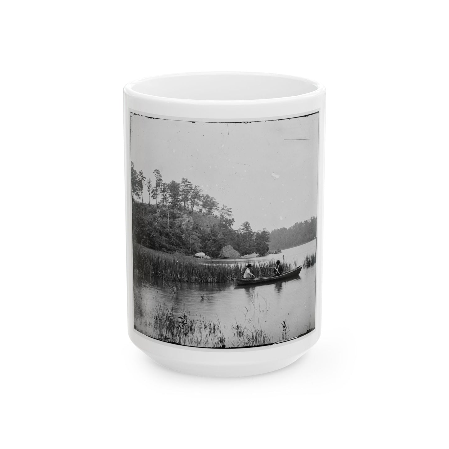 Bermuda Hundred, Virginia. Fishing On The James River (U.S. Civil War) White Coffee Mug